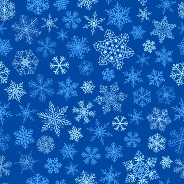 Kar taneleri, seamless modeli, beyaz ve açık mavi mavi
