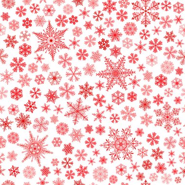 Kar taneleri, beyaz kırmızı seamless modeli