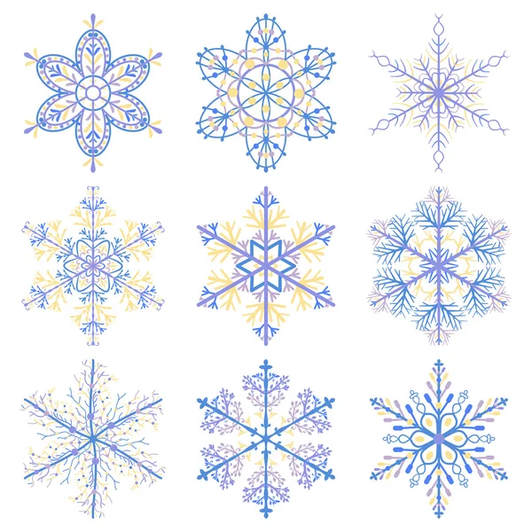 Conjunto de copos de nieve de Navidad — Archivo Imágenes Vectoriales