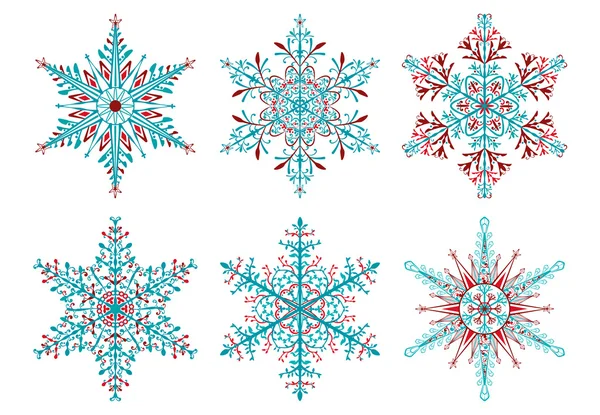 Conjunto de copos de nieve de Navidad — Vector de stock