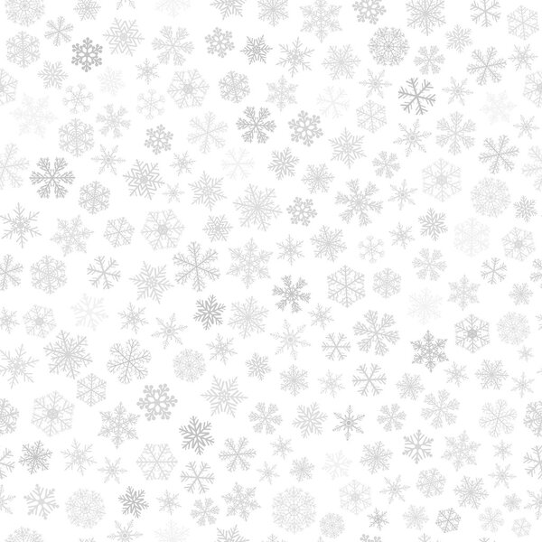Бесшовный рисунок снежинки, серый на белом
