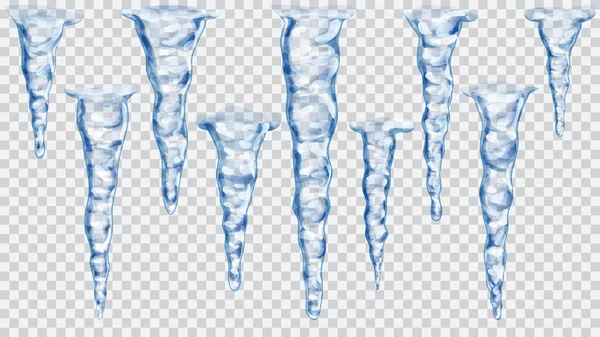 Set of translucent icicles — Stock Vector