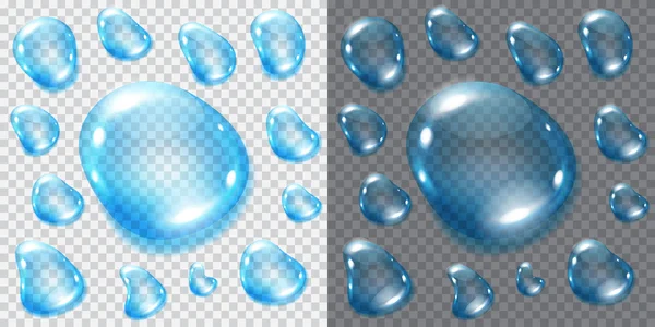 Transparent light blue drops — Stock Vector