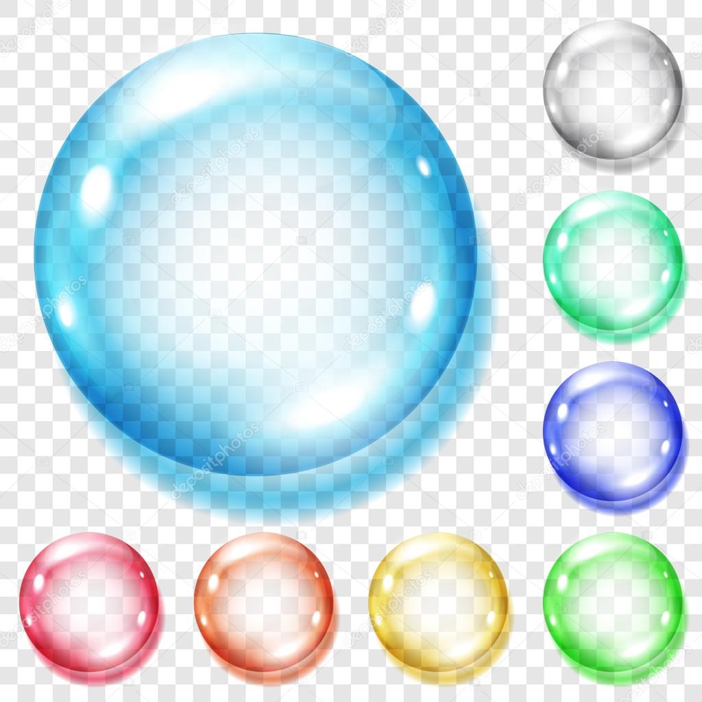 Set of transparent colored spheres
