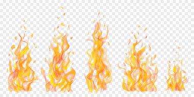 Şeffaf yanan kamp ateşleri ve şeffaf arka planda kıvılcımlar. Işık çizimlerinde kullanılmak üzere. Sadece vektör biçiminde şeffaflık