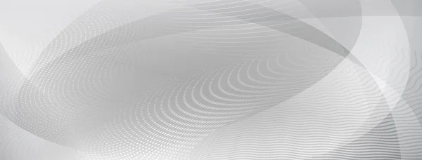 グレー色の曲線とハーフトーンドットで構成された抽象的な背景 — ストックベクタ