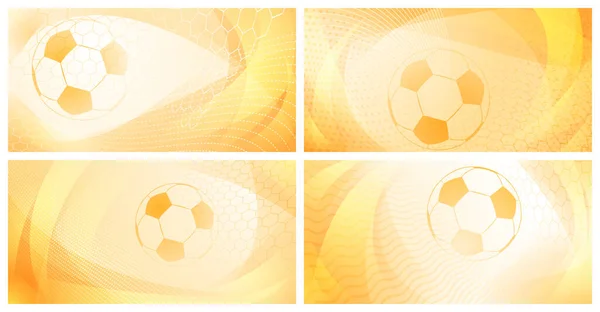 Sarı Renkli Büyük Toplu Dört Futbol Futbol Takımı — Stok Vektör