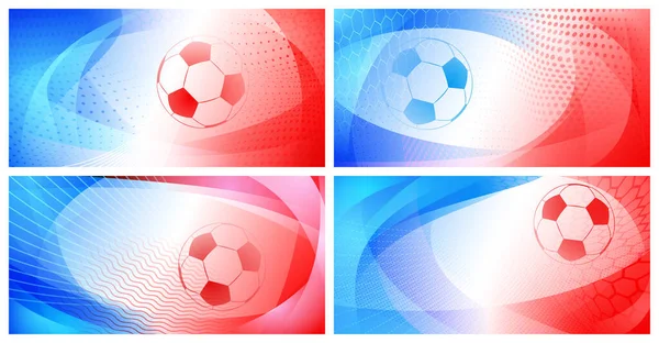 Комплект Четырех Футбольных Футбольных Абстрактных Фонов Большим Мячом Национальных Цветах — стоковый вектор