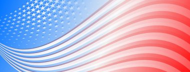 ABD 'nin bağımsızlık günü, kırmızı ve mavi renkli Amerikan bayrağı unsurlarıyla soyut bir arka plan