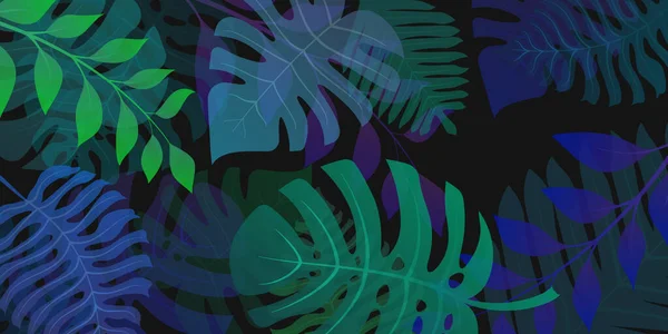 Фон Екзотичними Рослинами Джунглів Тропічні Листя Долоні Ілюстрація Тропічних Лісів — стоковий вектор