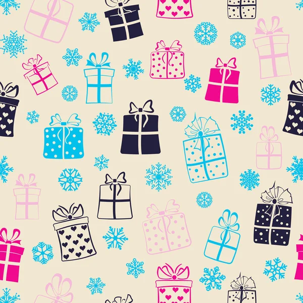 Seamless pattern of gift boxes — Stock Vector
