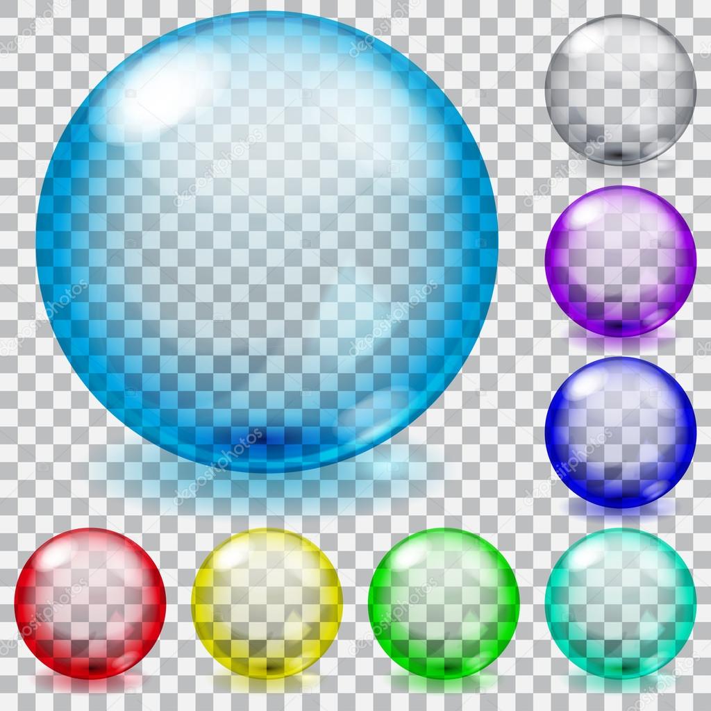 Colored transparent glass spheres