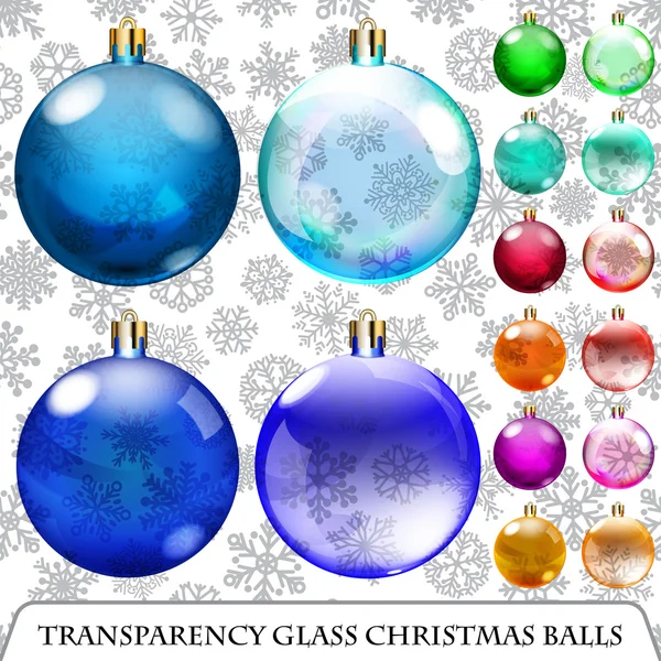 Conjunto de bolas de Natal transparentes — Vetor de Stock