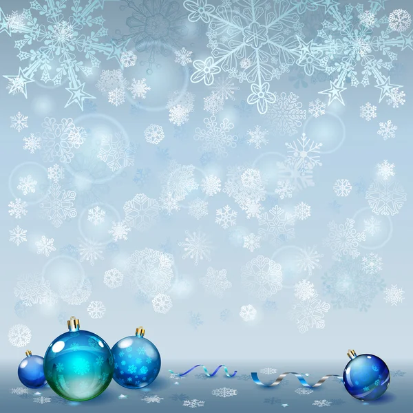 Christmas background with snowflakes and Christmas balls — Stock Vector