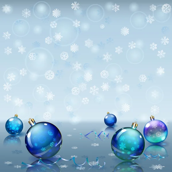 Christmas background with snowflakes and Christmas balls — Stock Vector