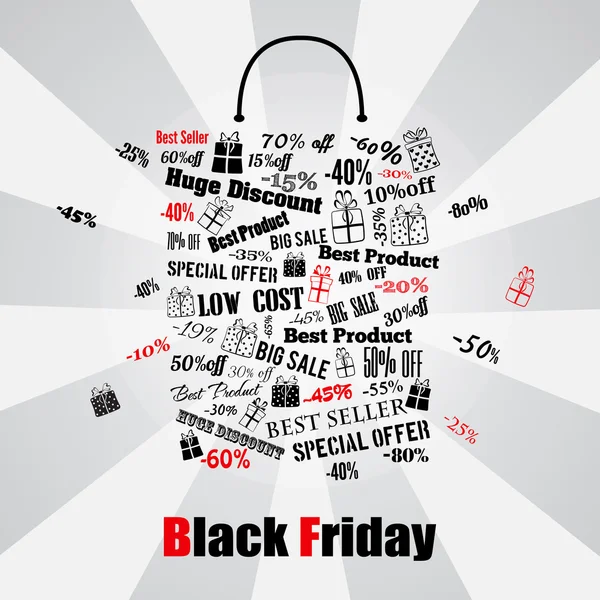 Black Friday shopping bag — Stock Vector