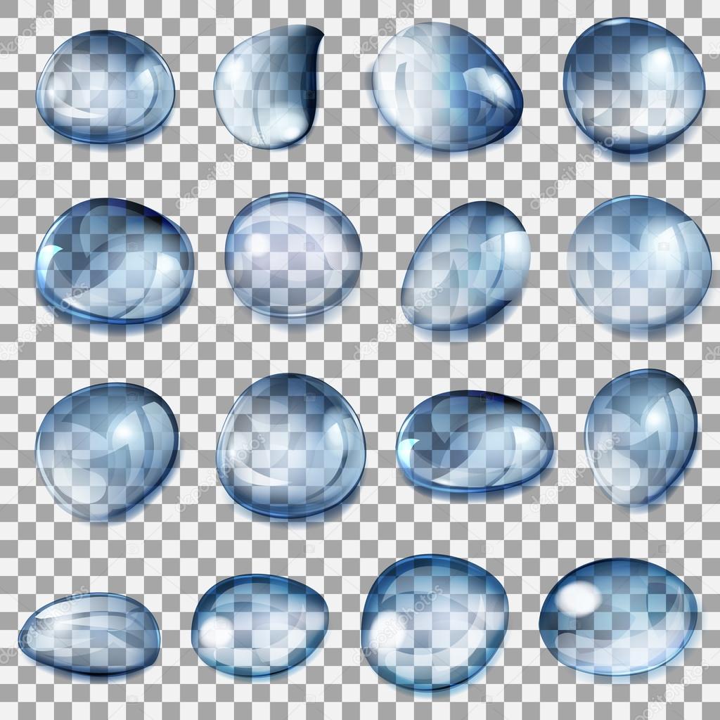 Transparent dark blue drops