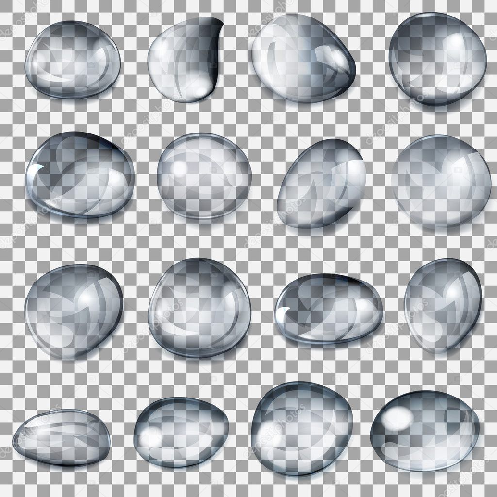 Transparent gray drops