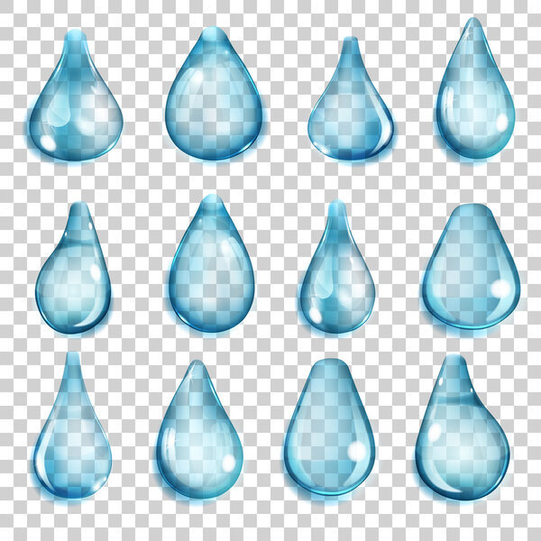 Transparent light blue drops