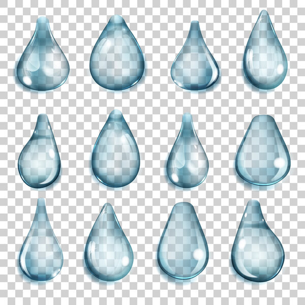 Transparent blue drops