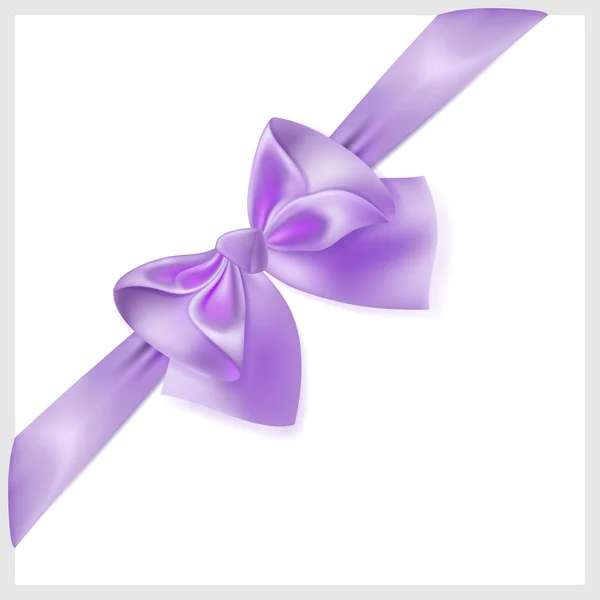 Violet bow with ribbon, located diagonally — Stock Vector