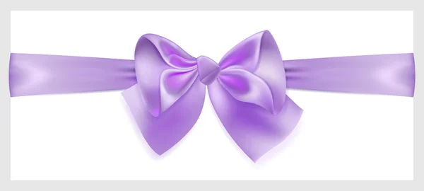 Violet bow with ribbon, located horizontally — Stock Vector