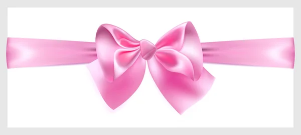 Pink bow with ribbon, located horizontally — Stock Vector