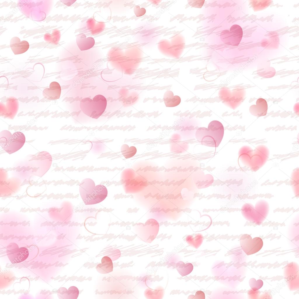 Seamless pattern of pink hearts