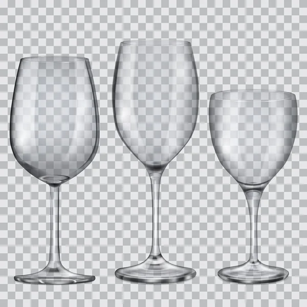 Bicchieri vuoti trasparenti per vino — Vettoriale Stock