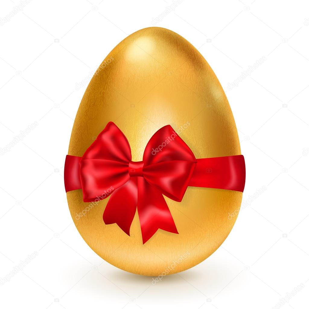Golden egg with red bow