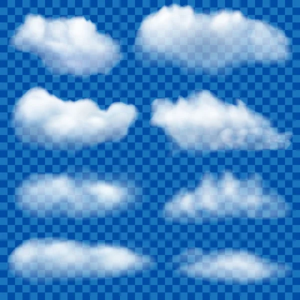 Conjunto de nubes transparentes — Vector de stock