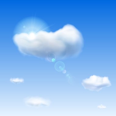 Mavi gökyüzü güneşli ve bulutlu