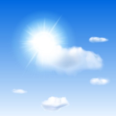 Mavi gökyüzü güneşli ve bulutlu