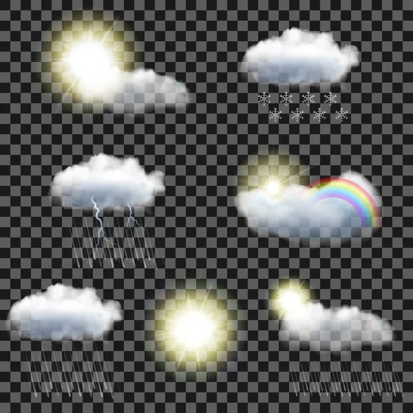 Set of transparent weather icons — Stock Vector