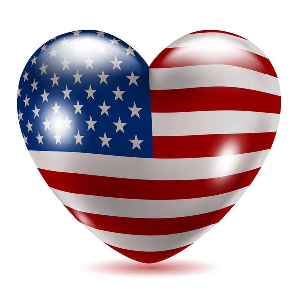 Ikona z flaga Usa w kształcie serca — Wektor stockowy
