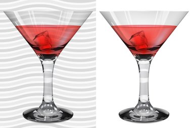 Transparent and opaque realistic martini glasses with martini an clipart