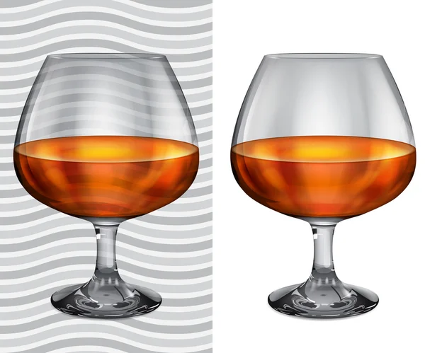 Átlátszó és átlátszatlan reális teljes brandy szemüveg — Stock Vector