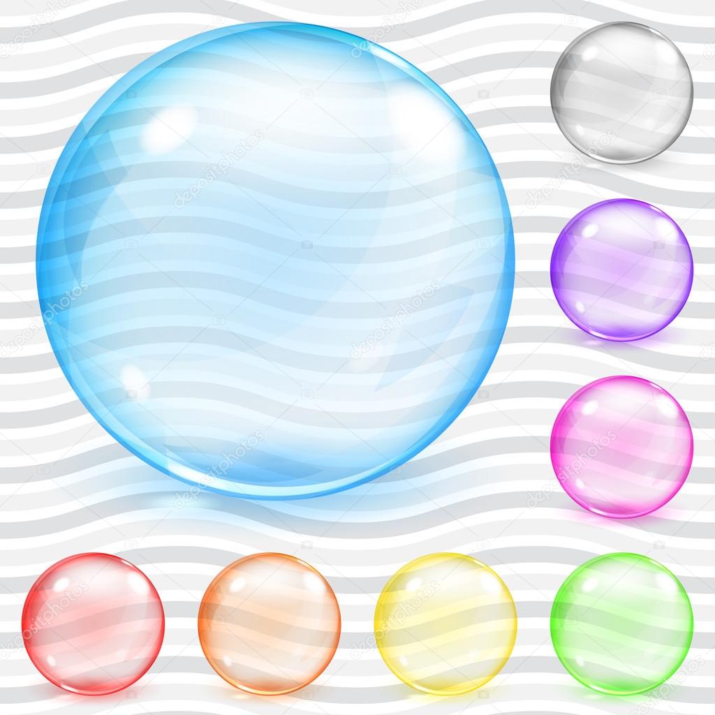 Multicolored transparent glass spheres