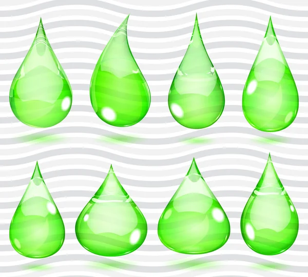 Transparent green drops — Stock Vector