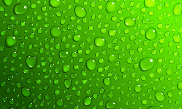 Green background of water drops — Stock Vector