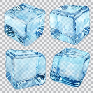 Transparent blue ice cubes clipart