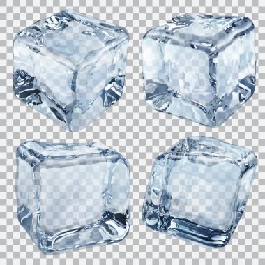 Transparent light blue ice cubes clipart