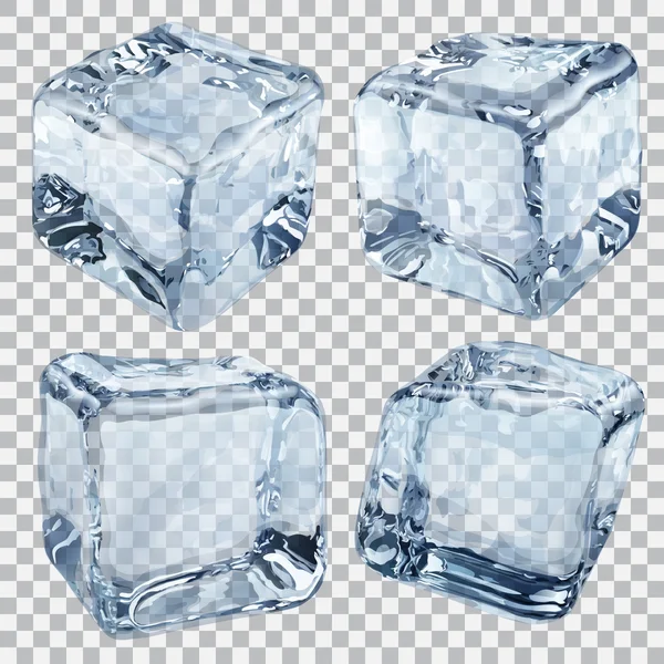 Cubos de hielo azul claro transparente — Vector de stock