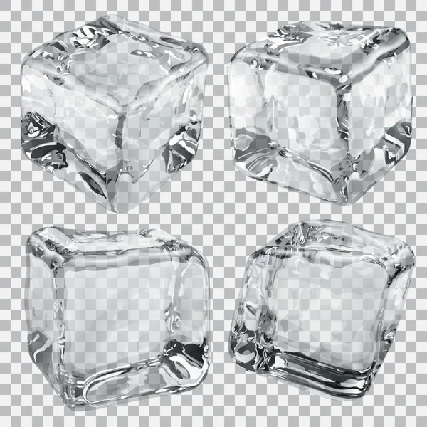 Cubos de hielo gris transparente — Vector de stock