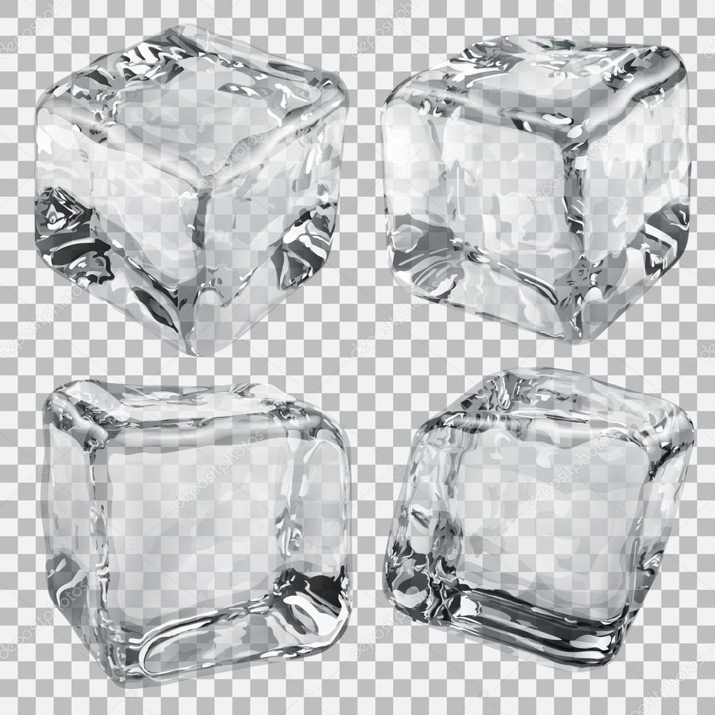 Transparent gray ice cubes