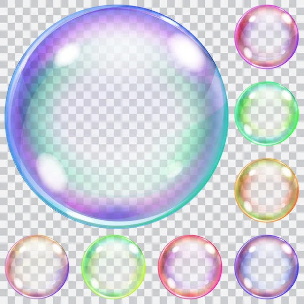 Reeks van kleurrijke transparante zeepbellen Rechtenvrije Stockillustraties