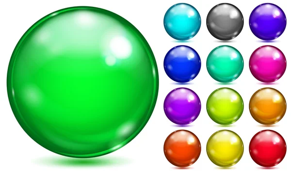 Multicolored spheres of various saturated colors — Stock Vector