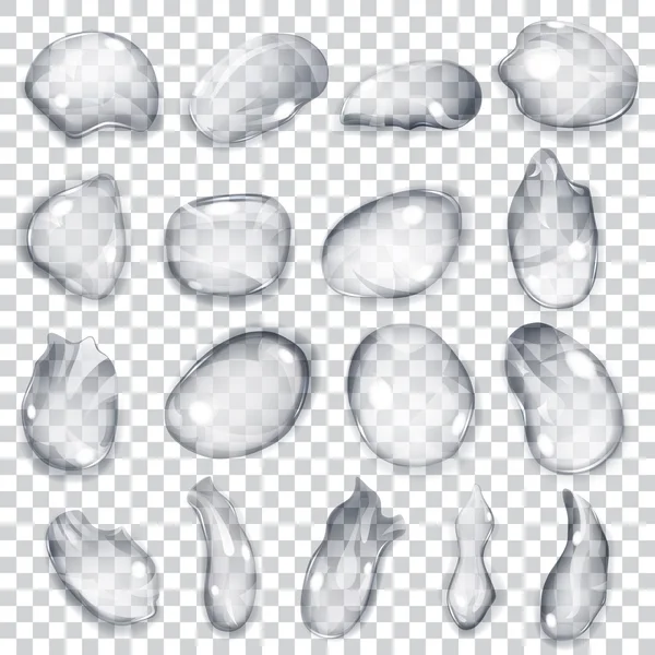 Gotas grises transparentes — Vector de stock