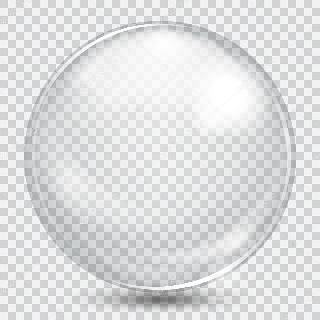 Big white transparent glass sphere