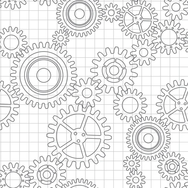 Seamless pattern of gear wheels — Stock Vector